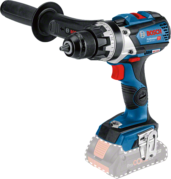 Bosch GSR 18V-110 C akku-boremaskine med sidehåndtag.